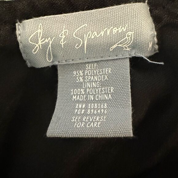 Sky & Sparrow black floral print mini dress Size Medium - Picture 4 of 9